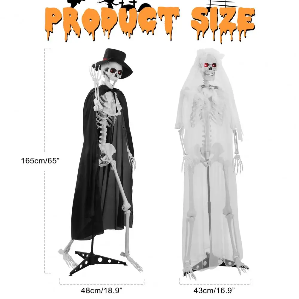 

Halloween Skeleton Life Size Human Skeleton with Posable Joints Weather-Resistant Garden Decor Spooky Photo Props for Holiday