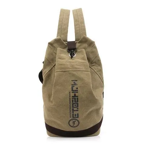 

Outdoor Backpack Men's Fashion Trend Student School Bag Canvas Bucket Bag Leisure Large Capacity Travel Climb Bag