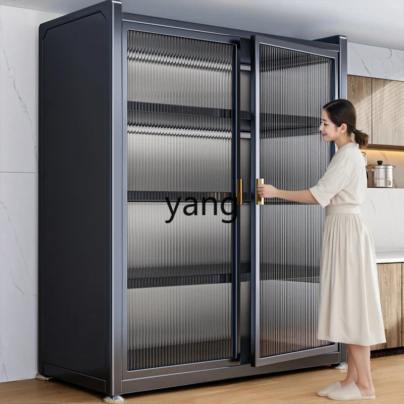 YJQ kitchen rack floor-to-ceiling multi-layer household storage microwave oven dust-proof multi-functional locker