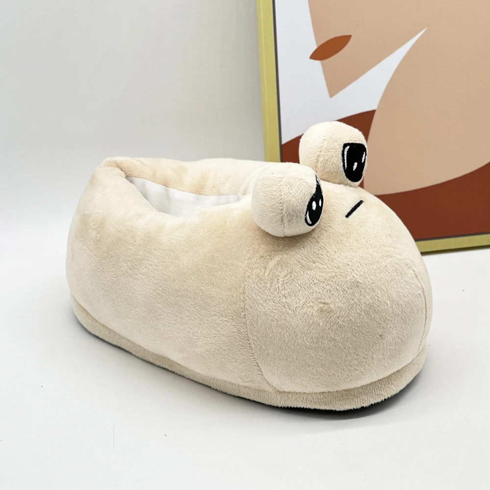 Pou Cartoon And Anime Characters, Unisex Plush Slippers, Soft And Comfortable. Purchase One Pair Of Two Shoes Birthday Gift