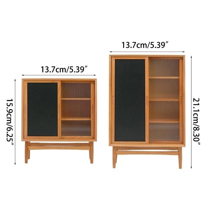 خزانة أثاث غرفة المعيشة المصغرة لبيت الدمى خزانة بيت الدمى الخشبية مع باب منزلق لبيت الدمى 15UB #6