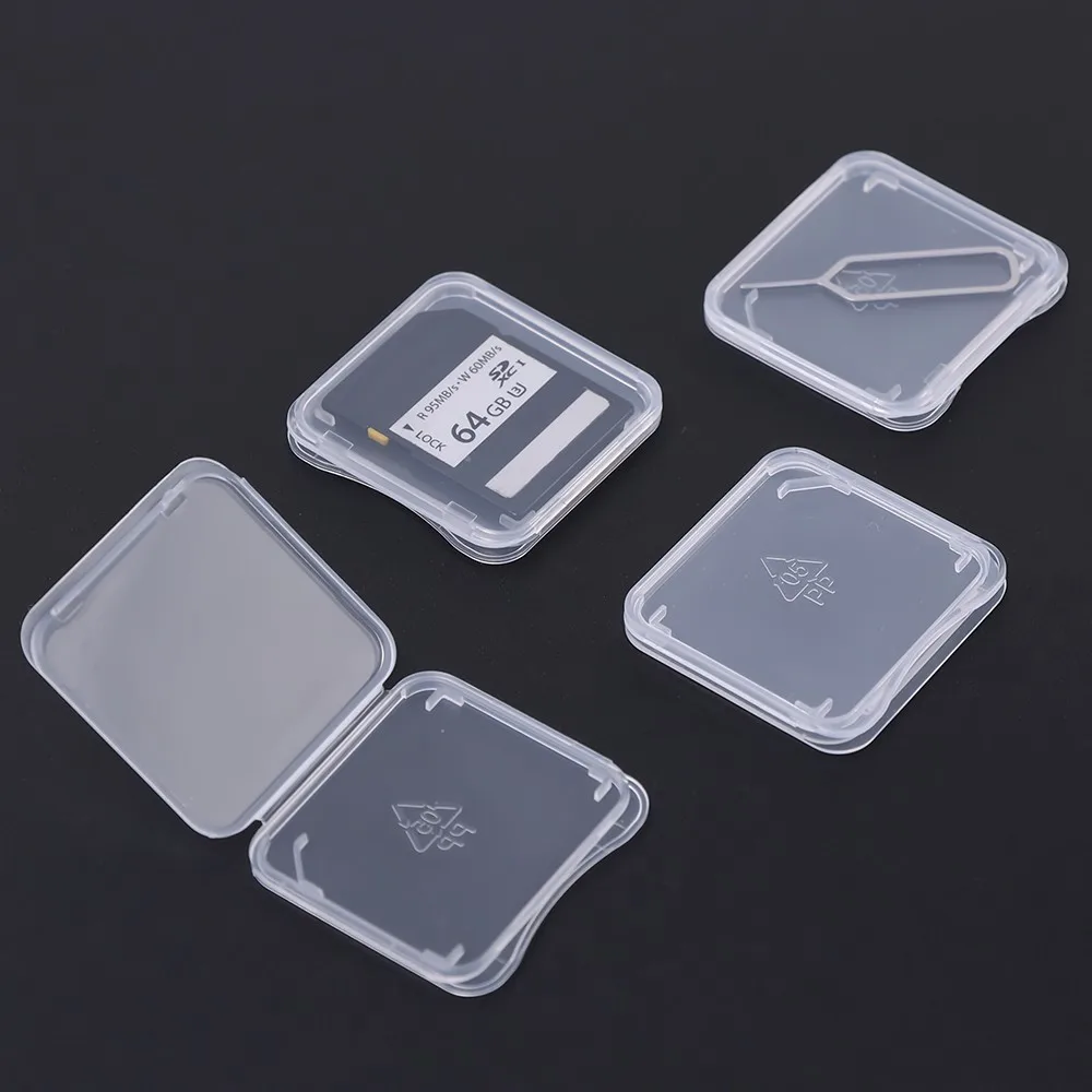 Transparent Storage Box Micro SD Camera SIM TF CF Memory Card Case With Cover Anti Lost Phone TF Card Packaging Box Protector