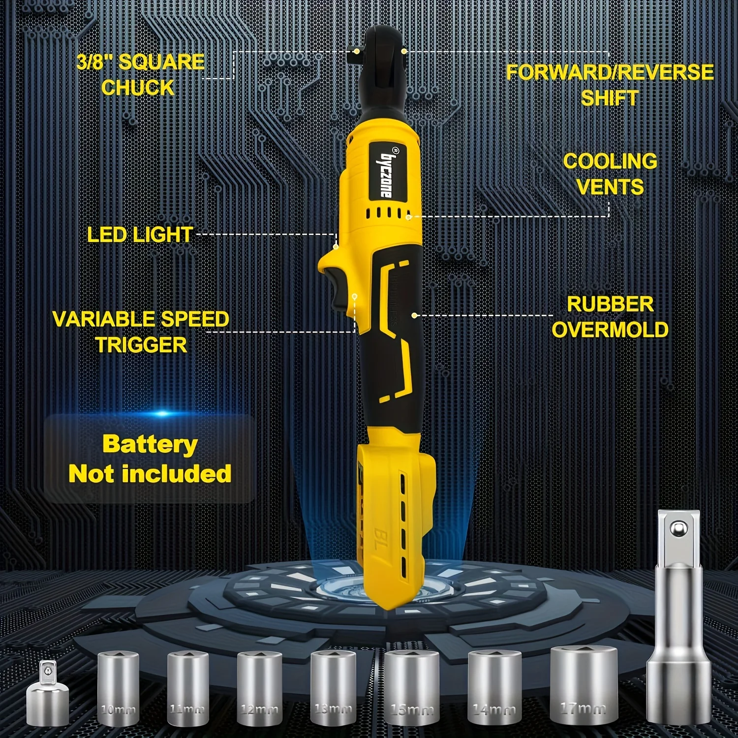 3/8'' Brushless Ratchet Wrench Electric Impact Driver 100N.M Cordless Screw Nut Repair Power Tools For DeWALT 20V Battery