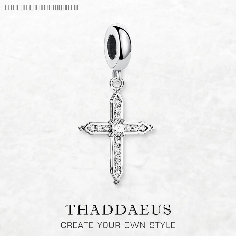 

925 Sterling Silver White Zircon Pave Cross Pendant Charm For Women New Fine Jewelry Faith Classic Gift