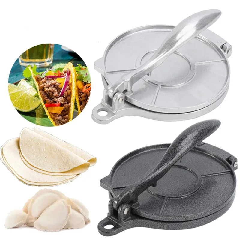Prensa para tortillas de hierro fundido para panqueques caseros, crepé, Pizza, Roti, prensa de masa, herramienta de cocina, resistente, antiadherente, fácil de limpiar