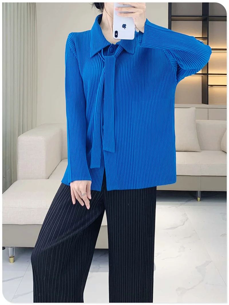 Nuevo en abrigos y chaquetas chaqueta de mujer Miyake moda camisa de diseño plisado de un solo pecho abrigo largo informal de otoño con temperamento