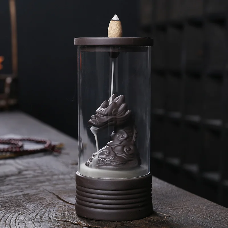 1 szt. Ceramika wodospad kadzidło z przepływem zwrotnym palnik z plastikowym kubkiem akrylowym wiatroszczelny uchwyt na kadzidło Home Decor (bez kadzidła)