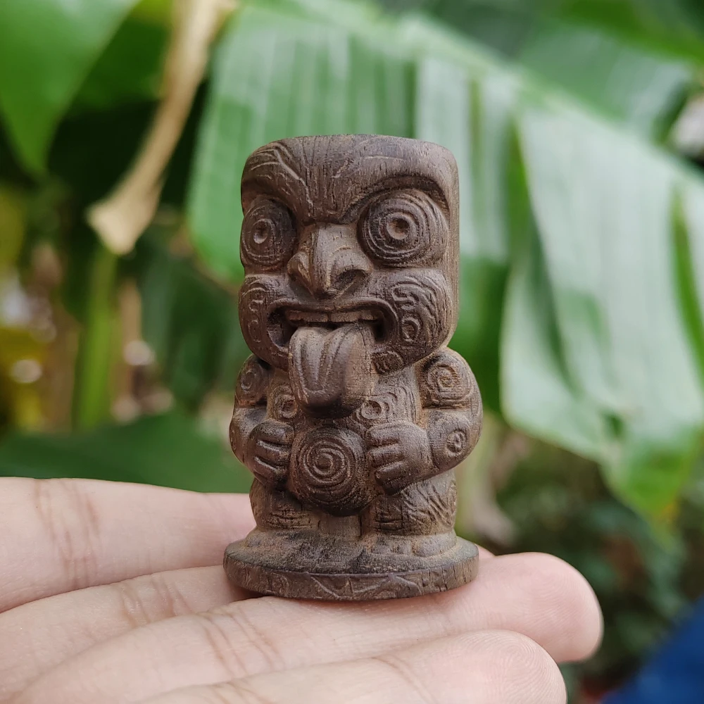 Hand-Carved Wooden Tiki Totem Pillar Ornament, Polynesian Style, Suitable for Christmas Decorations, Holiday Decorations, Fireplace, Study Room, Birthday Gifts, Office, Men's Gifts