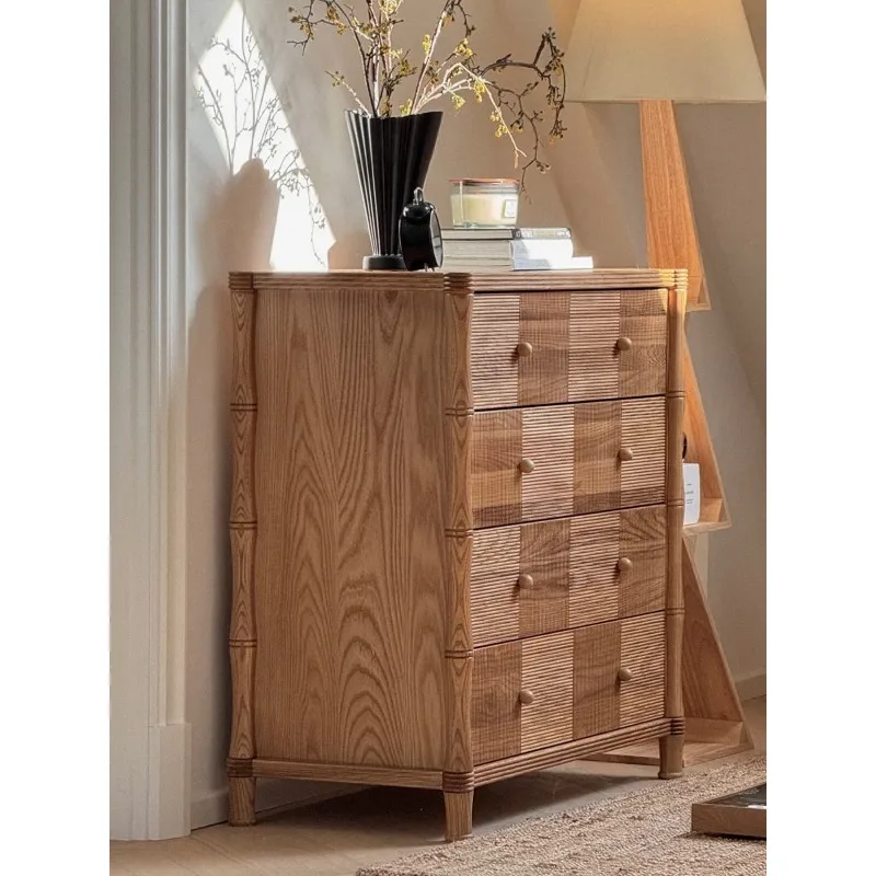 2026 new French retro solid wood bucket cabinet, side cabinet, storage cabinet integrated against the wall, antique style