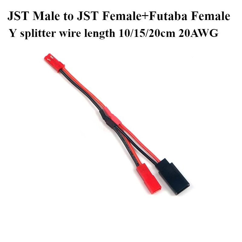 

JST Male Plug to JST/Futaba Servo Connector Female Cable Adapter 20AWG Silicone Wire for Lipo Battery Plane Helicopter Car