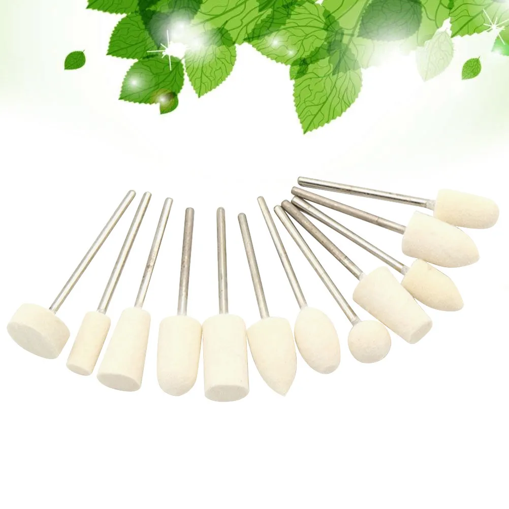 

1 Set 12Pcs Grinding Head Nail Polished Bur Nail Polishing Burrs Bit Buffing Abrasive Nail Grinding Tool (Beige)