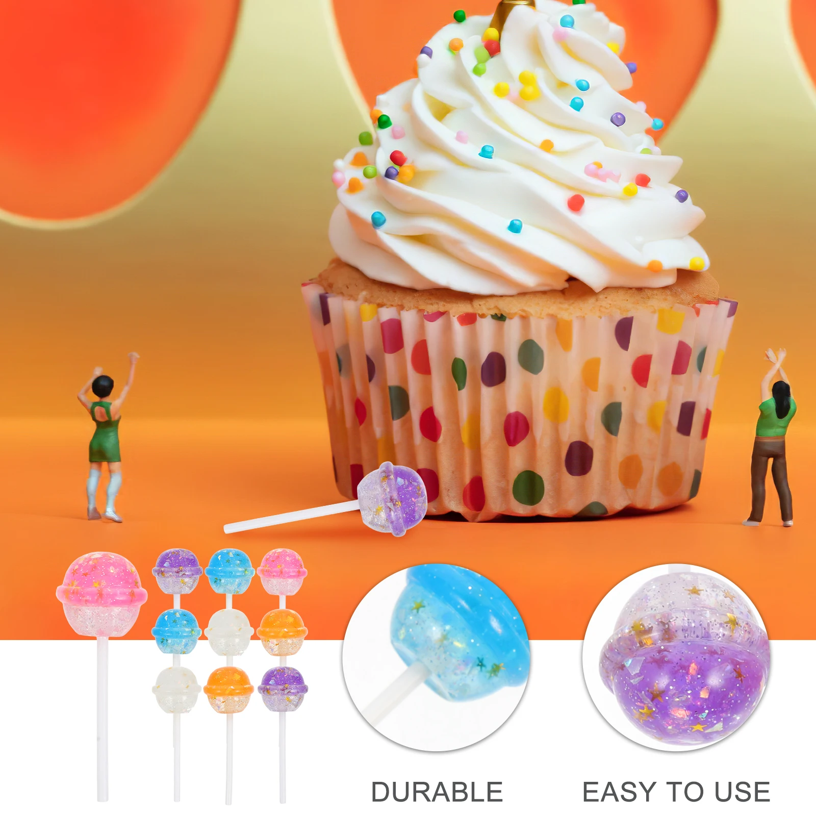 

10Pcs Glitter Resin Lollipop Props Mixed Color Candy Cane Lollipops Decorative Fake Candy Photo Props Party Favor