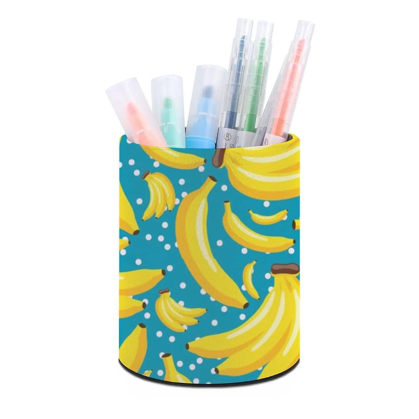 Imagem -05 - Leather Banana Pattern Lápis Titular Organizador de Mesa Escola Pen Storage Box Meninas Make up Brush Holder Casa e Material de Escritório pu