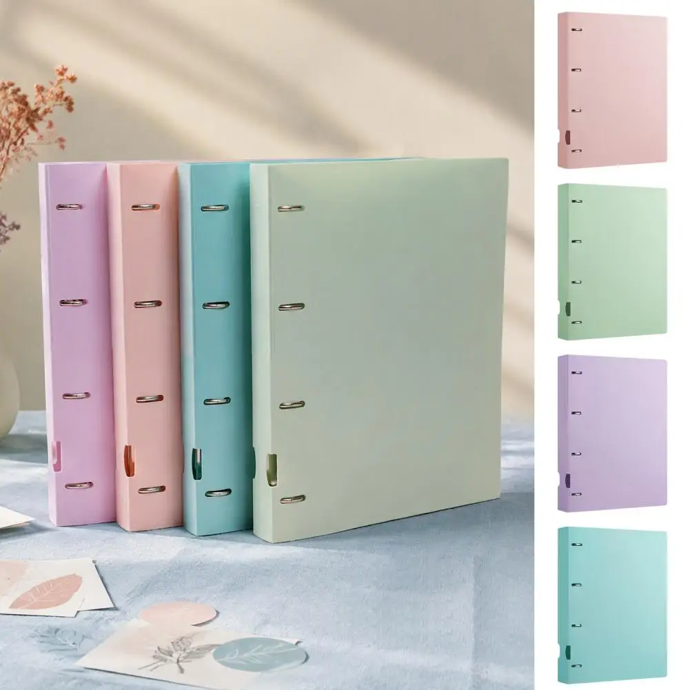 4-Hole Document Folder/A4 File Bag, Durable PP Portable Storage Folder, Macaron Colors Lightweight Organizer for Office