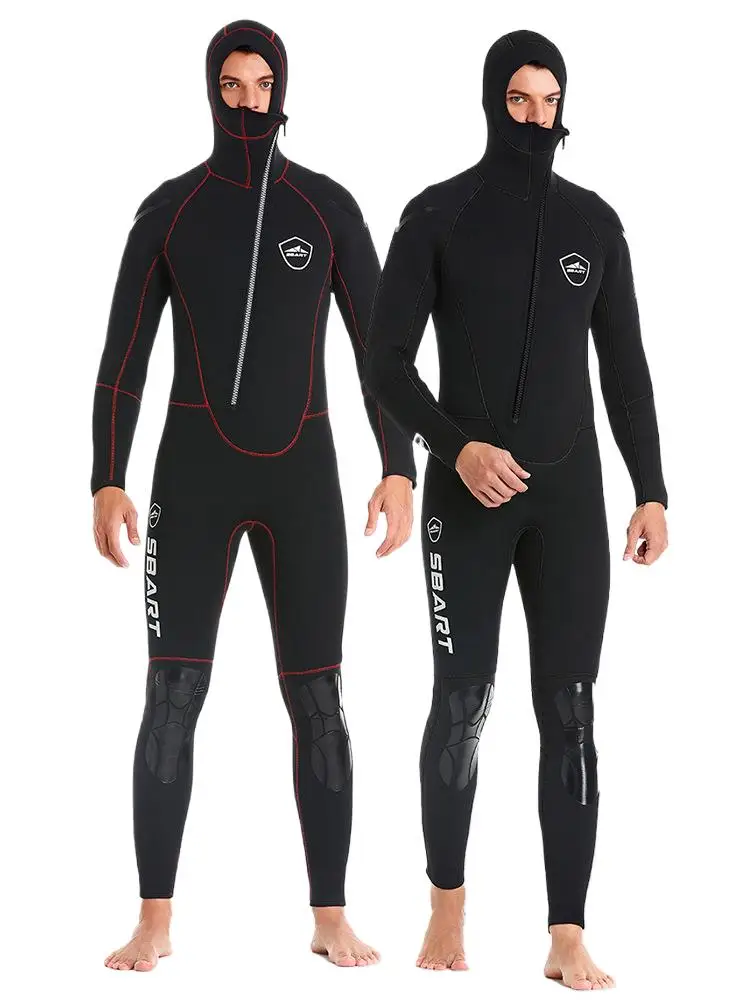 5MM Diving Suit For Men And WomenThickened Warm Swimming Suit Hooded Knee Pads Deep Diving Winter Swimming Equipment Wetsuit