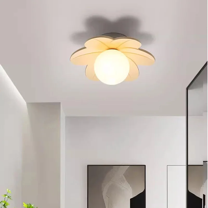 

Cream Wind Corridor Porch Ceiling Light Nordic Modern Simple Cloakroom Balcony Network Red Flowers Concealed Aisle Light