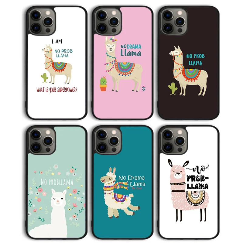 No Drama Llama No Prob llama Alpaca Phone Case Cover for iPhone 16 15 SE2020 14 13 11 12 Pro Max mini XS XR PlusS Shell Coque