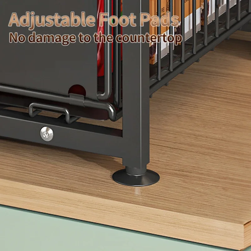 Adjustable Height Household Cabinet Basket, Double Drawers, Sliding Sink Storage Rack, Space Saving Kitchen Storage Rack - view 4