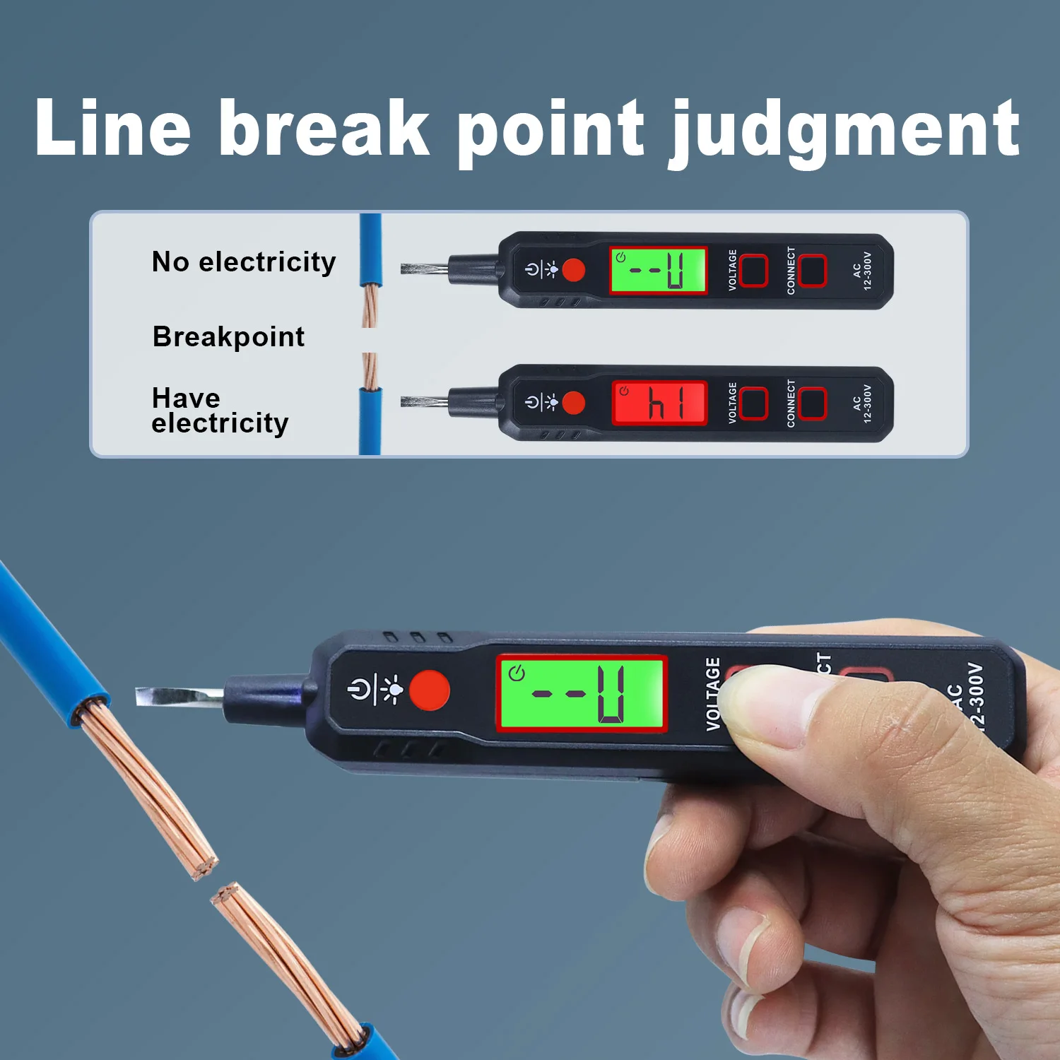 Probador Xin 5 en 1, detector de voltaje, bolígrafo eléctrico de 300V, linterna de retroiluminación, sensibilidad, probador de voltaje CA ajustable