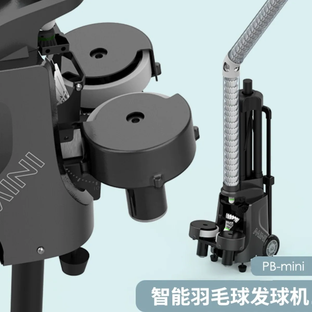 

Shuttlecock Serving machine Mini i Badminton Serving machine Portable PB-Min Badminton Serving machine Single barrel 52ball