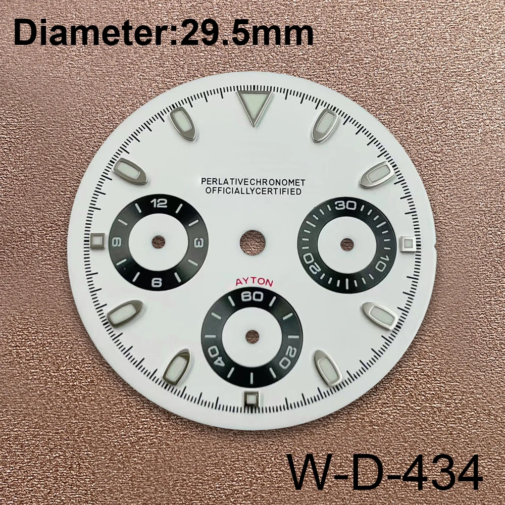 29.5mm S Logo DTN Panda Dial Suitable For VK63 Movement Green Lminous Sunray Quality Watch Modification Accessories