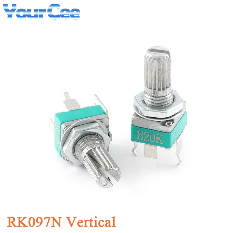 5 szt. RK097N Pionowy Pojedynczy Wzmacniacz Audio Potencjometr Uszczelniony RK097G B1K 5K 10K 20K 50K 100K 500K Zagięty 3-pinowy 6-pinowy z Nakrętką Uszczelniającą — zdjęcie produktu 2