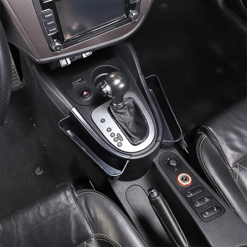 

Для SEAT Leon 2008-2012: Черный органайзер из АБС-пластика для хранения вещей в центральной консоли, лоток для хранения сбоку рычага переключения передач, аксессуары для интерьера автомобиля