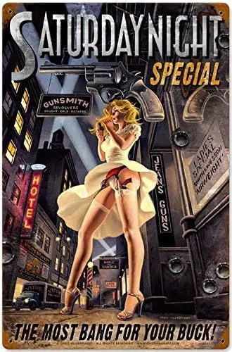 Vintage Metal Tin Sign  Saturday Night Special Pin Up Girl Gifts Aluminum Tin Sign Garden Yard Signs Christmas Decor Home Farm G