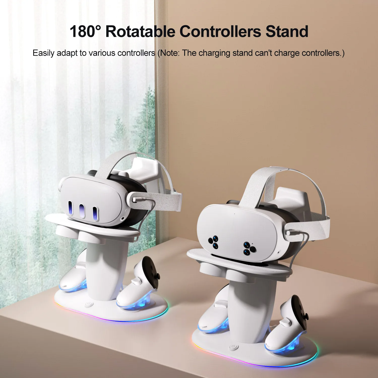 VR Headset Controller Charging Dock for Meta Quest 3S 3 2 VR Display Stand with 2 Rechargeable Batteries Charger Base - Image 3