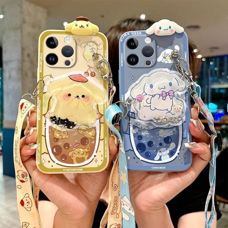 

PomPomPurin Anime Kawaii Sanrio Ins Fashion Apple 16promax Cover Cute Cartoon Cinnamoroll iphone Case Pendant Gifts Toys