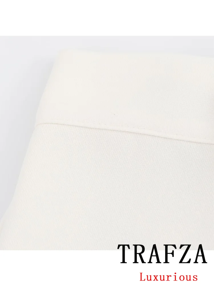 TRAFZA Vintage Casual Chic Women Skirt  White Solid Single Breasted Long Skirt New Fashion 2024 Summer Elegant Long Skirts