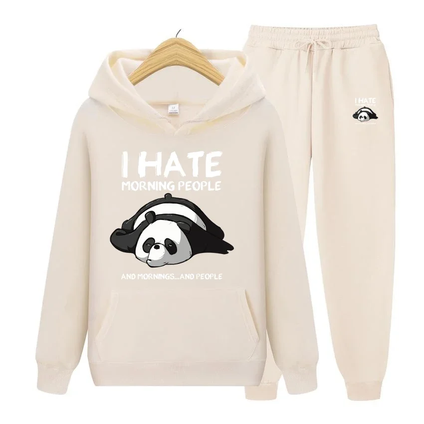 

Lazy Panda I Hate Morning People Printed Hoodie Set Women's Hoody Set Autumn Soft Sweatshirt Set Harajuku Warm Sportswear Men