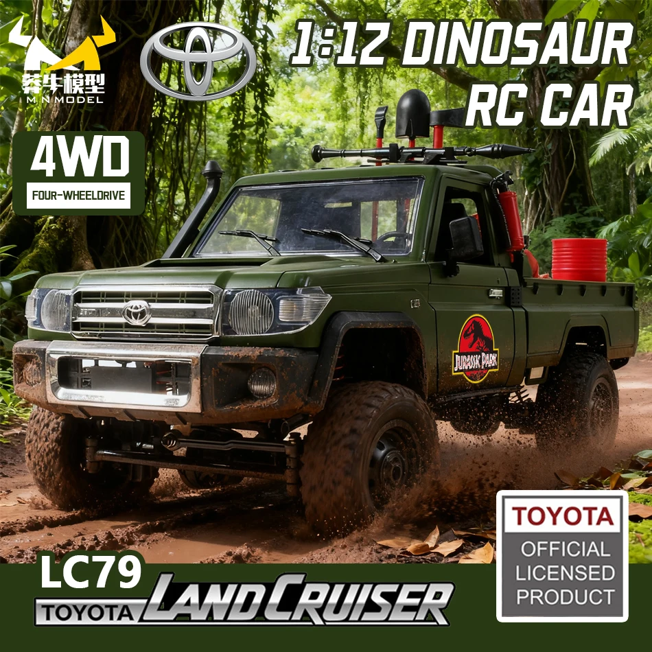 Mn modelo 1/12 4x4 rc escalada off-road carro dinossauro pá caixa de ferramentas veículo todo terreno caminhão rock crawler modelo brinquedo para adulto