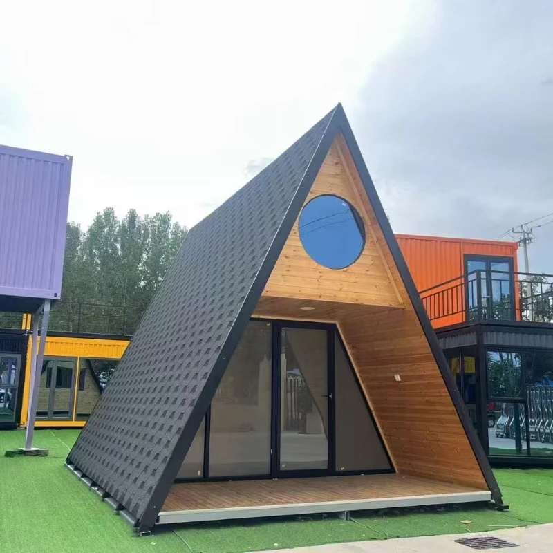 Tiny House Prefabricated Container House Fully Equipped Double-Wing Expandable Mobile House  Tiny Homes Triangle Hotel