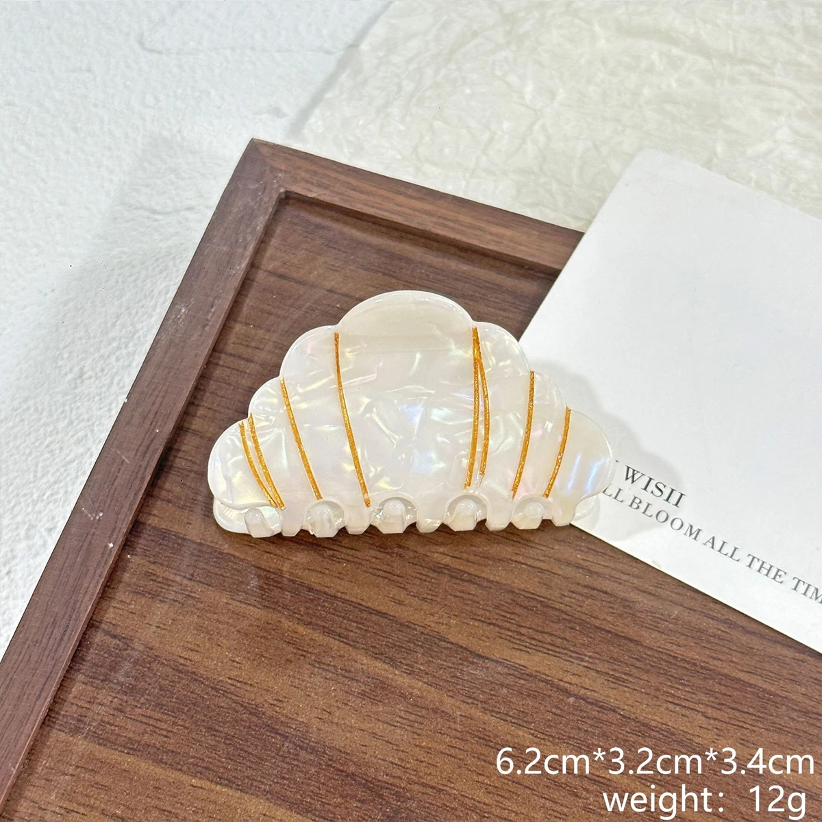1 Stück Vintage Croissant Alkaline Water Knot Haarklammer, hochwertige große und kleine Croissant-Haarklammer für Hochsteckfrisuren am Hinterkopf, Haifischklammer – Detail 8