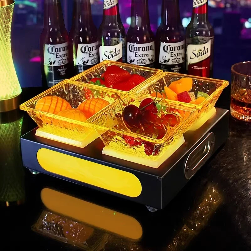 

Бар светодиодный светящийся поднос для фруктов, кованая железная тарелка для закусок для KTV, сервировочное блюдо для вечеринок, ночного клуба, ресторана, подставка для десерта