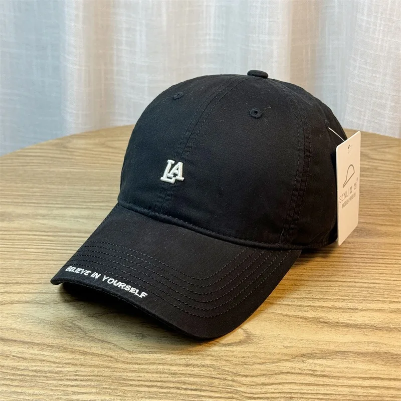 Korean Style Simple Letter Embroidered Baseball Cap Street Casual Curved Brim Hat All-Match Breathable Visor Cap for Men Women