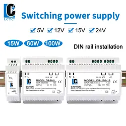 LCTC DR-15/60/100 Switching Power Supply 5V 12V 24V DIN Rail Power Supply Industrial Transformer Small Volume  4.2A 6.5A 7.5A