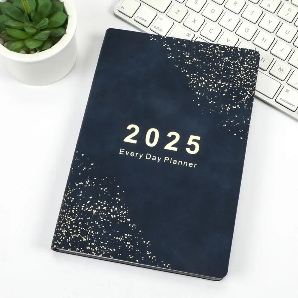 Yearly Schedule 2025 a5 Notebook Agenda 312 Pages Office Work Planner Texture PU Leather To Do List 365 Days Efficiency Notebook