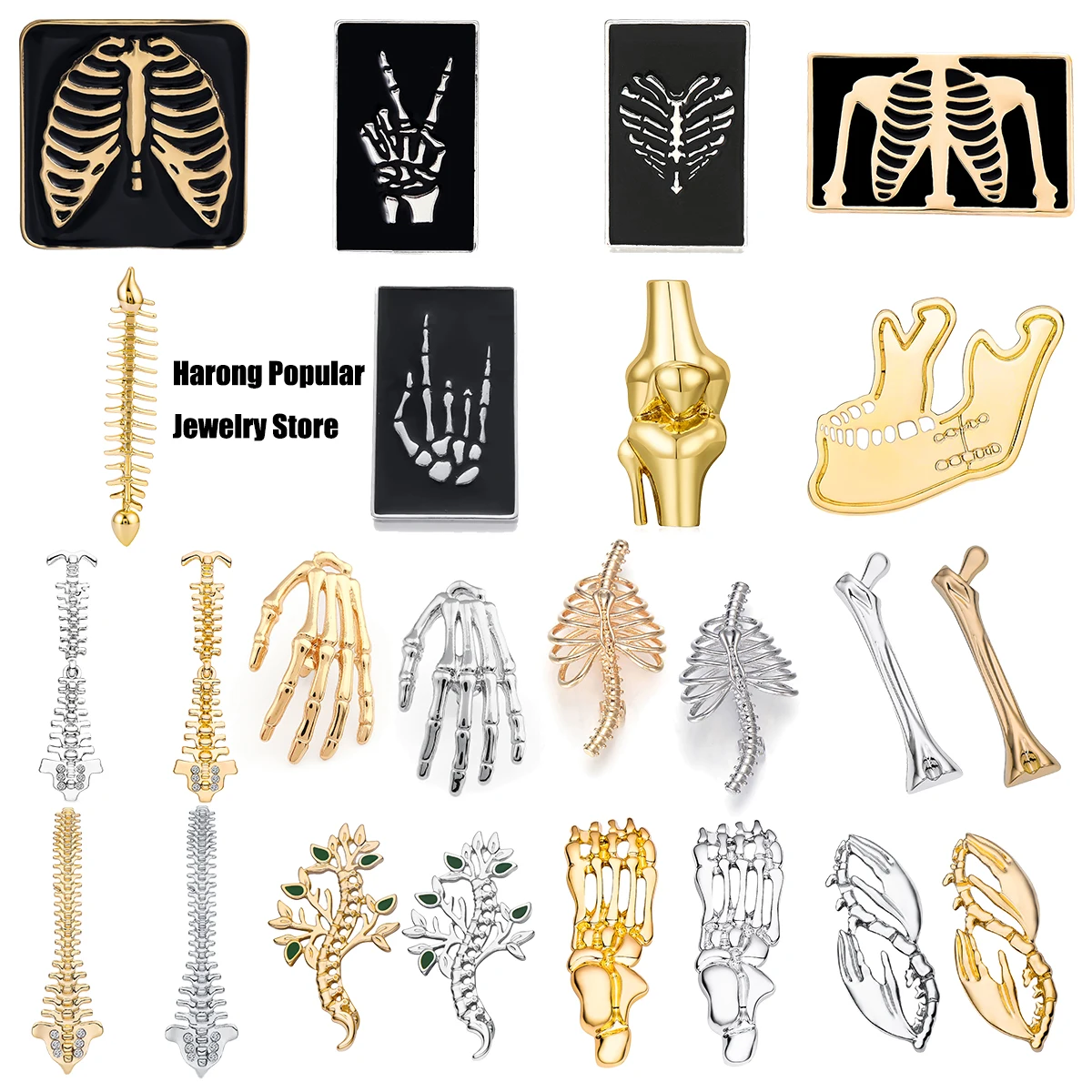 Harong Orthopedics Bone Pins Enamel Brooch Medical Anatomy Cute Lapel Lanyard Bag Coat Badge Accessories Gift for Doctor Student