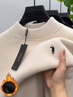 High end brand velvet men's new designer fashion exquisite pony embroidery winter thick warm round neck top Paul knitted sweater