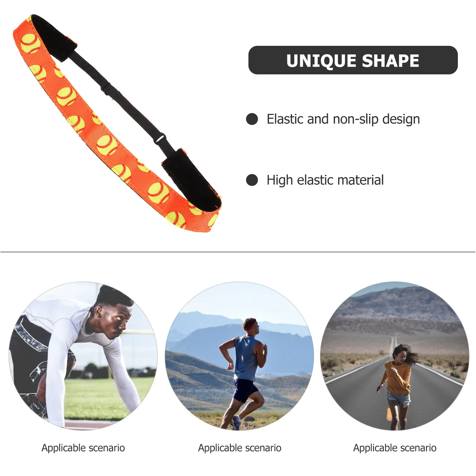 

Softball Headband AntiSlip Elastic Bands High Elasticity Fabric Orange Color Sports Fashion Accessories Wide Headbands Hair