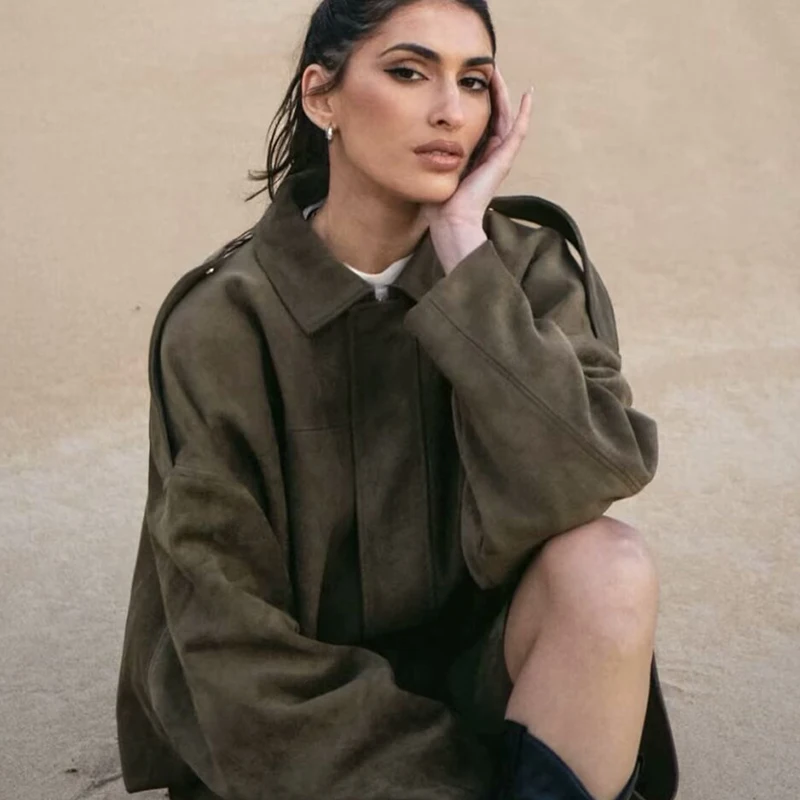 TFMLN Podzimní dámská módní bomberová bunda ležérní měkká lucerna s dlouhým rukávem nadměrná bunda dámská krátká zipová svrchní prádlo - náhled 4