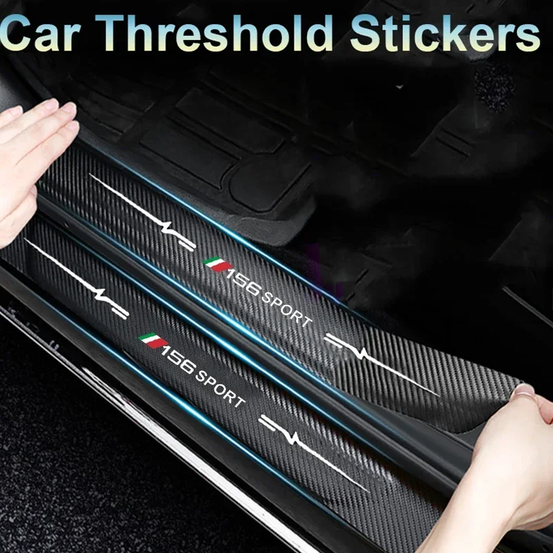 Car Trunk Door Sill Trim Anti Kick Stickers Threshold Protective Decals for Alfa Romeo 156 Badge Bumper Strip Tape Decor