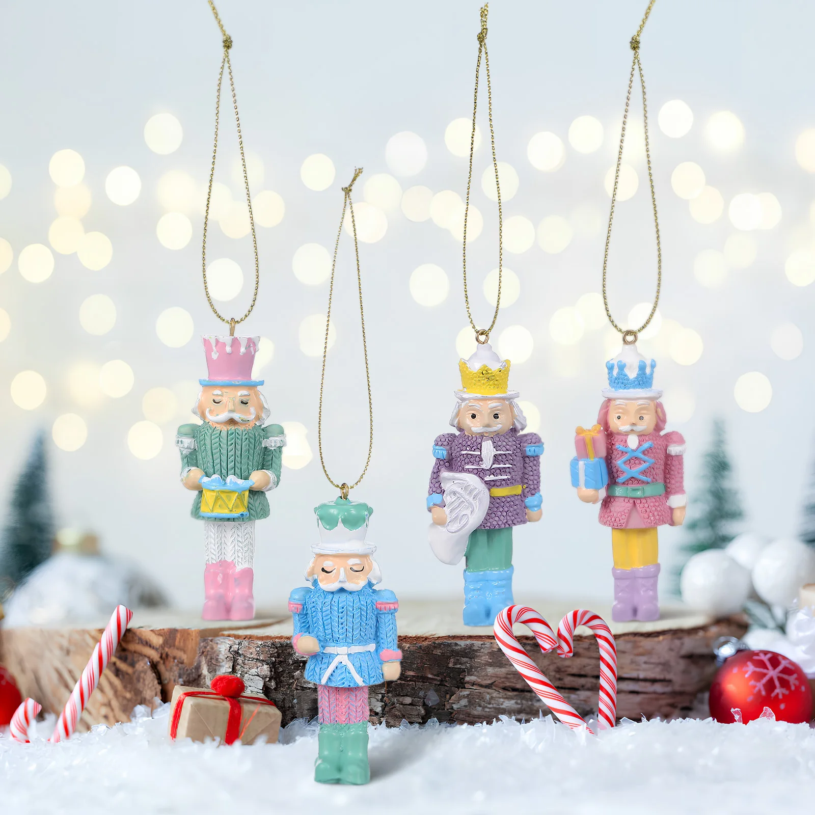 

4Pcs Resin Nutcracker Christmas Decorations Cute Hanging Nutcracker Figures for Tree Holiday Decor Holiday Nutcrackers
