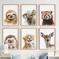 Bear Elephant Sloth Deer Leopard Nursery Animal Wall Art Canvas Painting Nordic Posters And Prints Pictures Baby Kids Room Decor