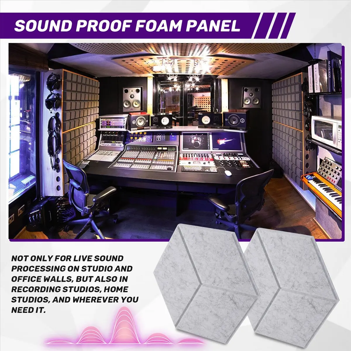 T34C 12 PACK Acoustic Foam,Self-Adhesive Sound Proof Panels,for Sound Insulation &Acoustic Treatment(Gray)