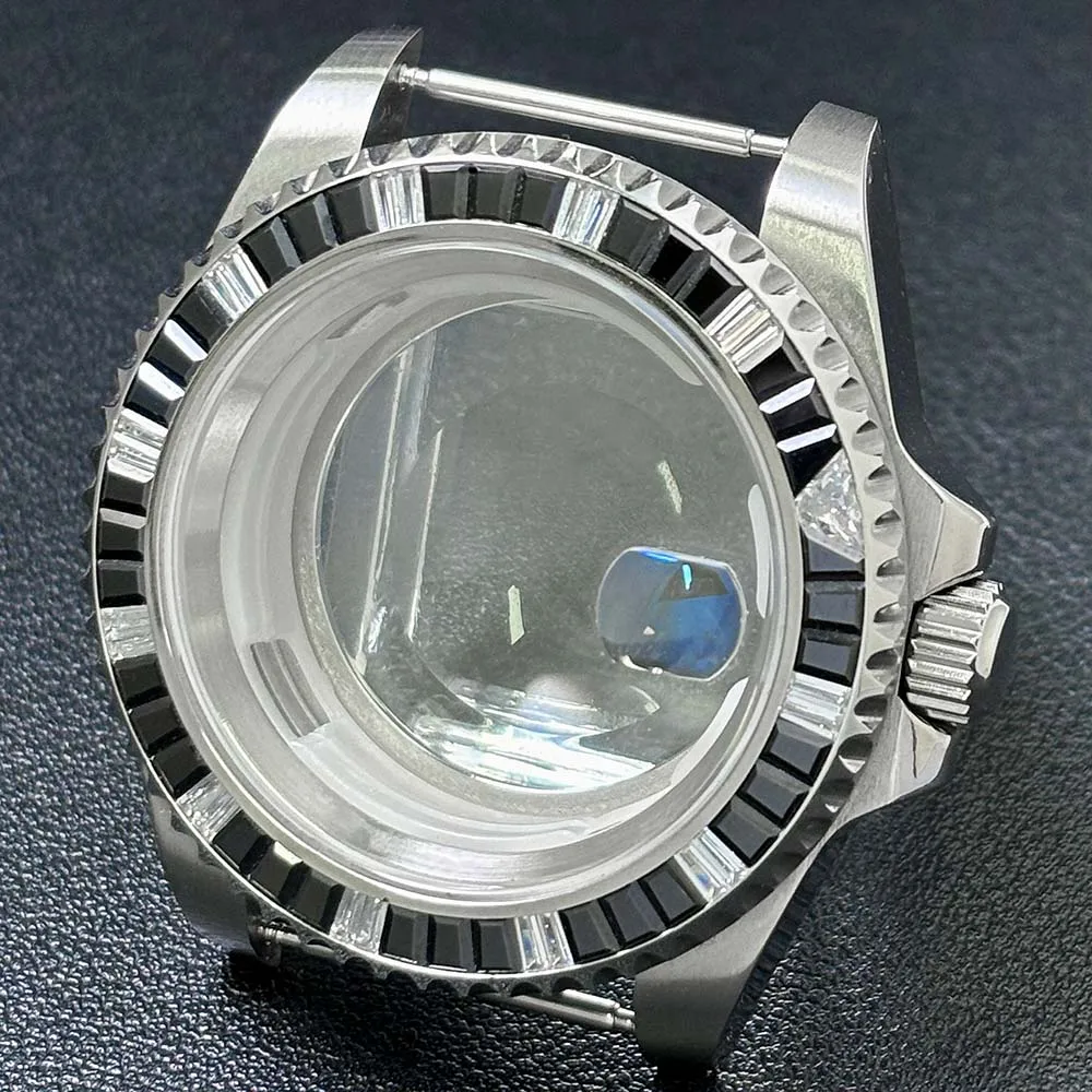Sapphire Glass Water-Resistant Case 40.5mm and Gemstone Diamond Frame Compatible with 8215 ST1612 2813 Movement Accessories