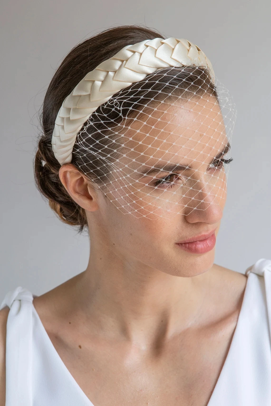 Birdcage-velo de cara para mujer, tocado de boda de champán blanco, accesorios de fiesta elegantes, tocado, fascinadores, 2022