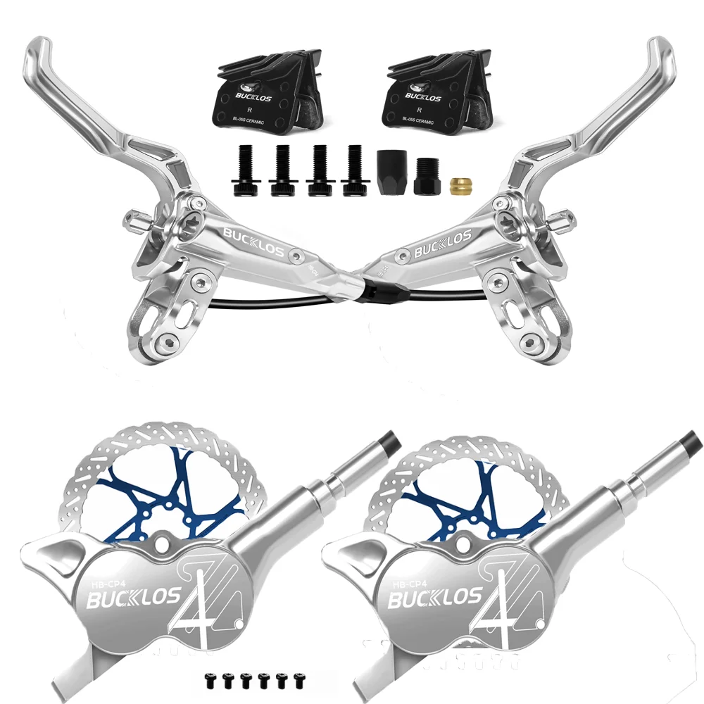 BUCKLOS 4-Kolben MTB Hydraulische Bremsen Fahrradbremse Vorder- und Hinterradbremse 850mm/1550mm Fahrrad-Scheibenbremse für MTB Fahrradzubehör – Detail 10